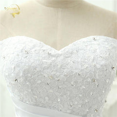 A Line Strapless Applique Wedding Dress  Chapel Train