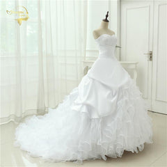 A Line Strapless Applique Wedding Dress  Chapel Train