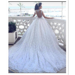 Amazing beaded Lace Wedding Dresses Sheer Sexy Back