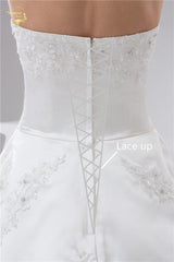 Applique Wedding Dress Satin  A Line