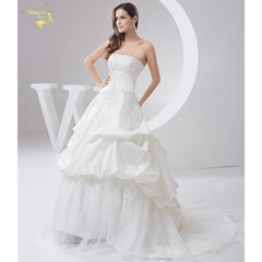 Applique Wedding Dress Satin  A Line