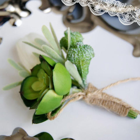 Artificial Succulent Boutonniere