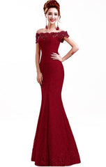 Beaded Mermaid Lace Bridesmaid Dress Long Cold Shoulder