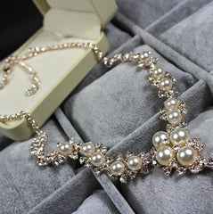 Beautiful Faux Pearl and Crystal Necklace