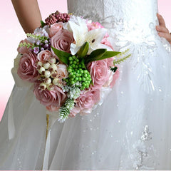 Beautiful Wedding Bouquet Assorted Roses Lily