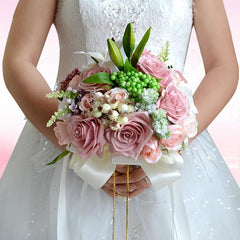 Beautiful Wedding Bouquet Assorted Roses Lily