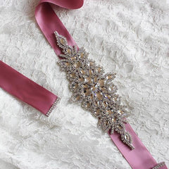 Big Bling Crystal Wedding Belt Pick your Ribbon Color