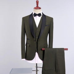 (Blazer+Vest+Pants) Men 3 Piece Tuxedo Set Multiple Colors