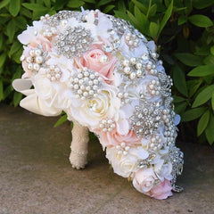 Blush Cascading Bouquet Teardrop Butterfly Brooch Bouquet 2 colors