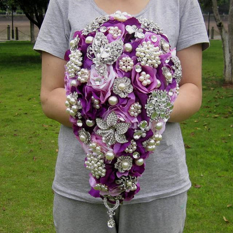 Blush Cascading Bouquet Teardrop Butterfly Brooch Bouquet 2 colors