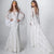 Bohemia Lace Beach Wedding Dress Vintage Long Flare Sleeve Backless