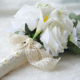 Boho Bridal Wedding Bouquet Real Touch White Calla Lily  Flowers