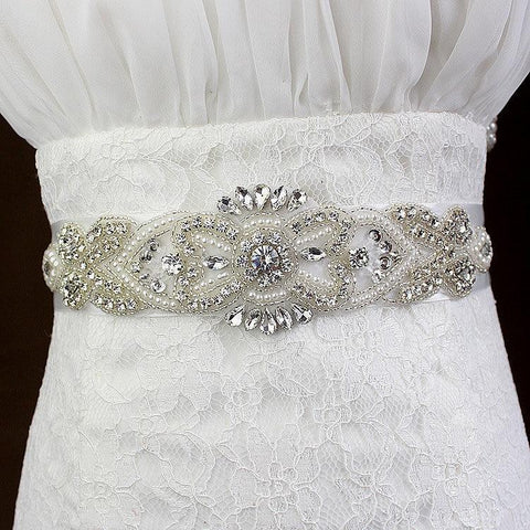 Bridal Belt Crystal Satin & Rhinestone Pick Ribbon Color