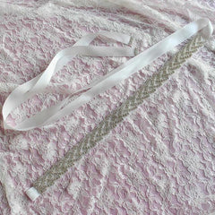 Bridal Belt Crystal Waves 12 Ribbon Colors