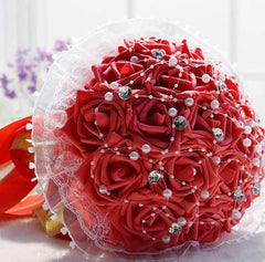 Bridal Bouquet PE Rose Bouquet Crystal Pearl Multiple COLORS