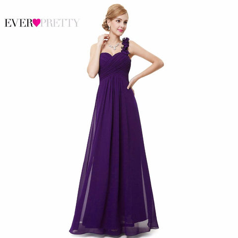 Bridesmaid Dresses Flower One Shoulder Chiffon Padded Long