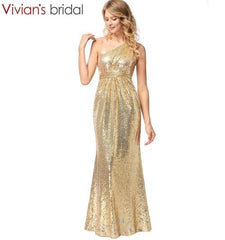 Bridesmaid Dress	One Shoulder Vivian's Bridal Long Mermaid