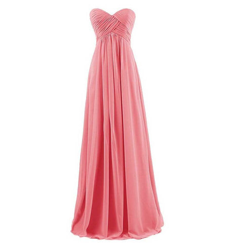 Bridesmaid Sleeveless Chiffon Long Dress Multiple Colors