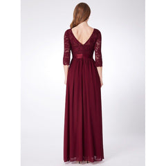Burgundy Bridesmaid Dress Long Chiffon Applique Floor Length