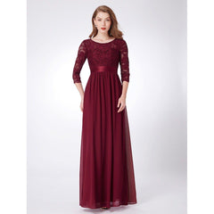 Burgundy Bridesmaid Dress Long Chiffon Applique Floor Length