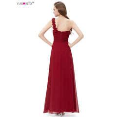 Burgundy Bridesmaid Dress Long Chiffon Applique Floor Length