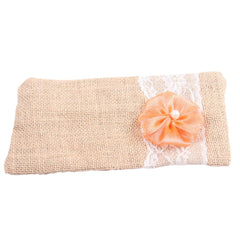 Burlap Clutch Bag Flower Lace Makeup Bag