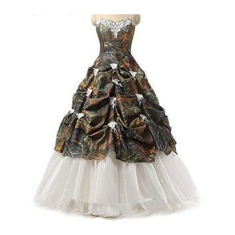 Camouflage Wedding Dress Camo with Appliques