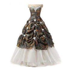 Camouflage Wedding Dress Camo with Appliques