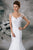 Cap Sleeve Wedding Dress Mermaid V-neck Sweep Train Satin Beaded