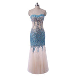 Celebrity Inspired Dress  Gorgeous Mermaid Rhinestone Crystal See Through Long