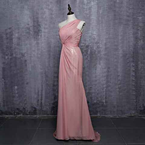 Celebrity Inspired Dress  Mermaid One-shoulder Floor Length Tulle Pleated