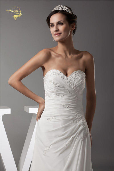 Elegant Flower Appliqued Chiffon Dress with Pleated Lemon