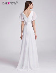 Chiffon Wedding Dress Elegant A Line V Neck Flare Sleeve Long