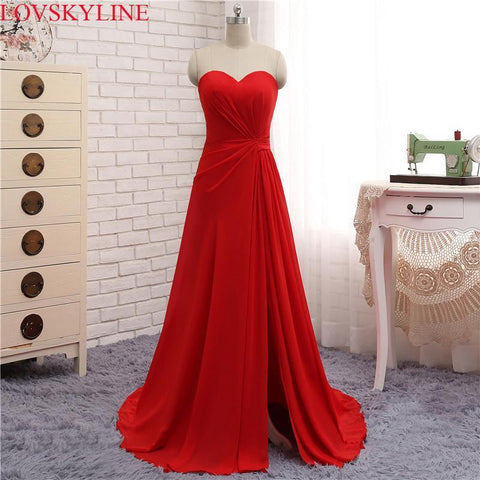 Classic Long Bridesmaid Sweetheart Neckline Falls Beautifully