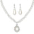 Classic Silver Color Simulated Pearl Paved Crystal Water Drop Necklace Set