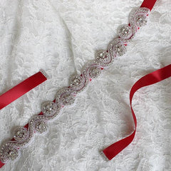 Crystal Wedding Belt Multiple Ribbon Colors