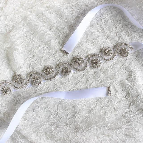 Crystal Wedding Belt Multiple Ribbon Colors