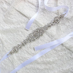 Crystal Wedding Belt  Satin Ribbon 12 Colors