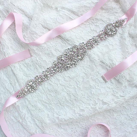 Crystal Wedding Belt  Satin Ribbon 12 Colors