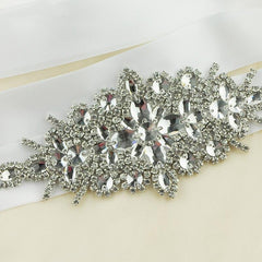 Crystals Beaded Satin Wedding Belt with Rhinestones