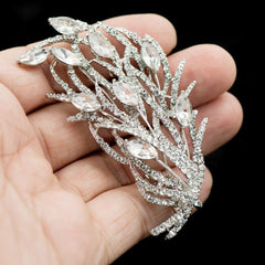 Crystals Rhinestone Leaf Brooch 6 Colors