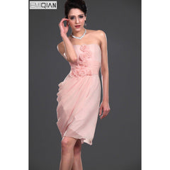 Designer A Line Sweetheart Flower Short Chiffon Bridesmaid Dress Knee Length