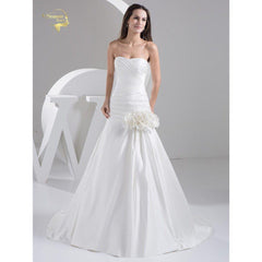 Elegant  Beading Sequined Sweetheart Satin A-Line Wedding Dress