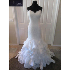 Elegant Sweetheart Mermaid Full-laced Wedding Dress With Layered Ruffles