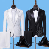 Embroidery Blazers Slim Fit Red White/Black Tuxedos Single Buttons