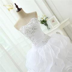 Fashion A Line Applique With Beading Ruffles Wedding Dress