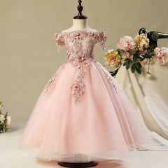 Flower Girl Bead Decoration Long Dress