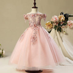 Flower Girl Bead Decoration Long Dress