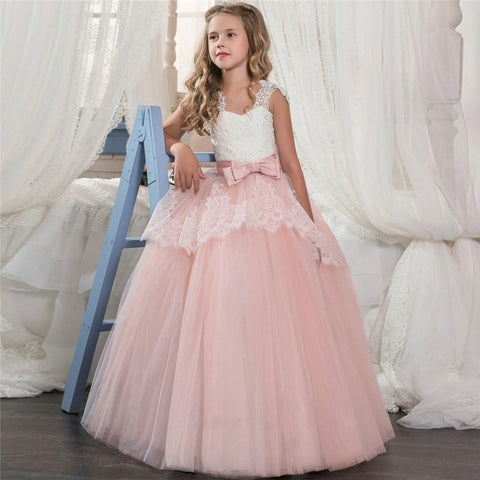 Flower Girl Lace Layered Long Dress