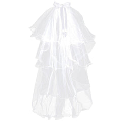 Flower Girl Veil with Bow Four Layers
